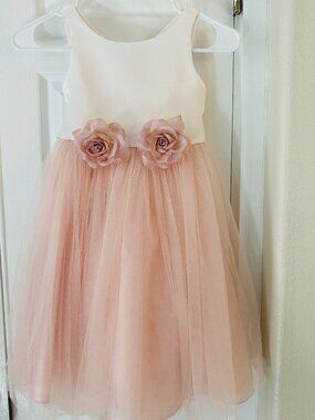 Petite Adele Handmade Ivory & Blush Tulle Flower Girl Dress Size 4